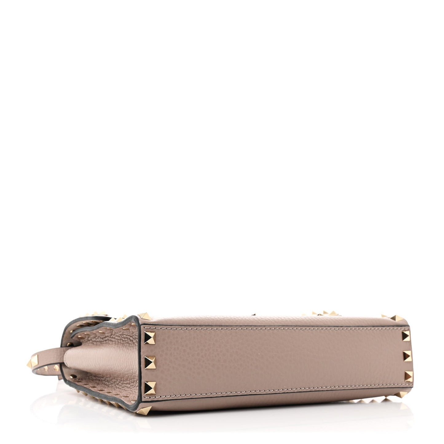 Pebbled Calfskin Medium Rockstud Flip Lock Crossbody Bag Clay