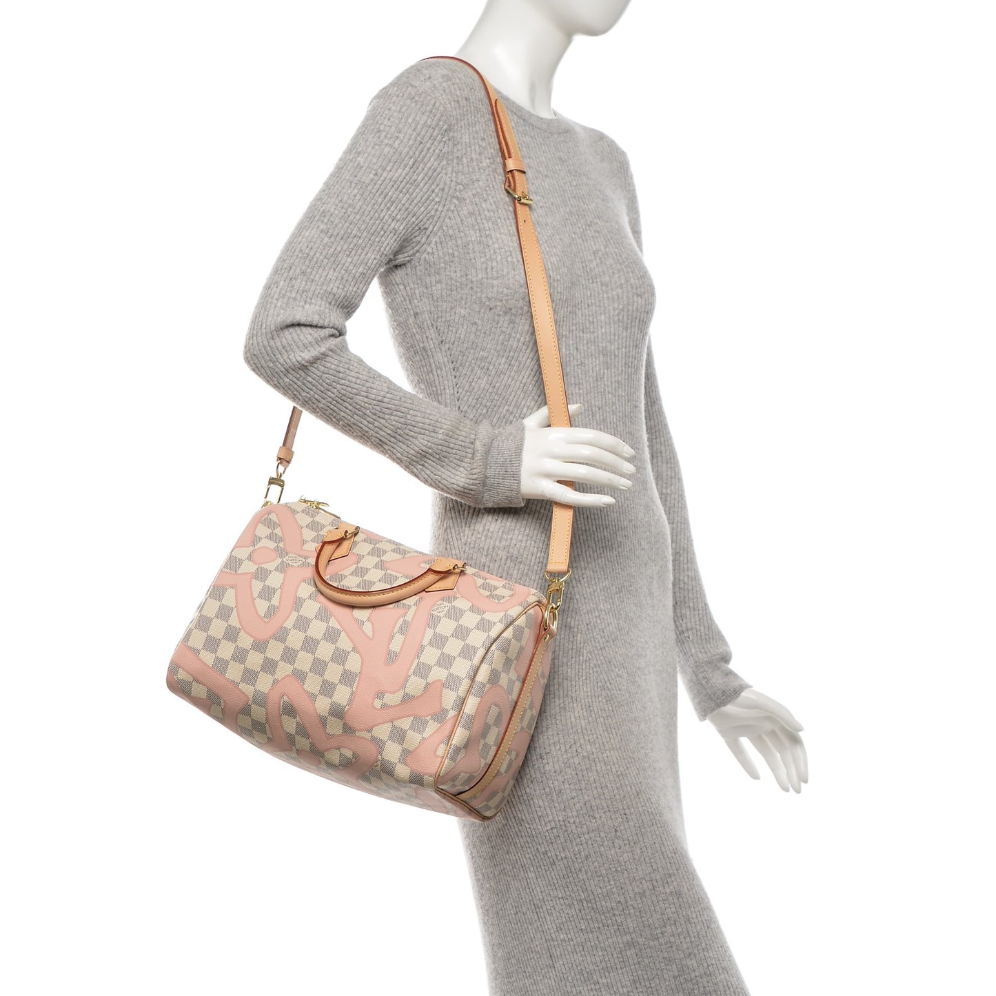 Damier Azur Tahitienne Speedy Bandouliere 30 Rose Ballerine