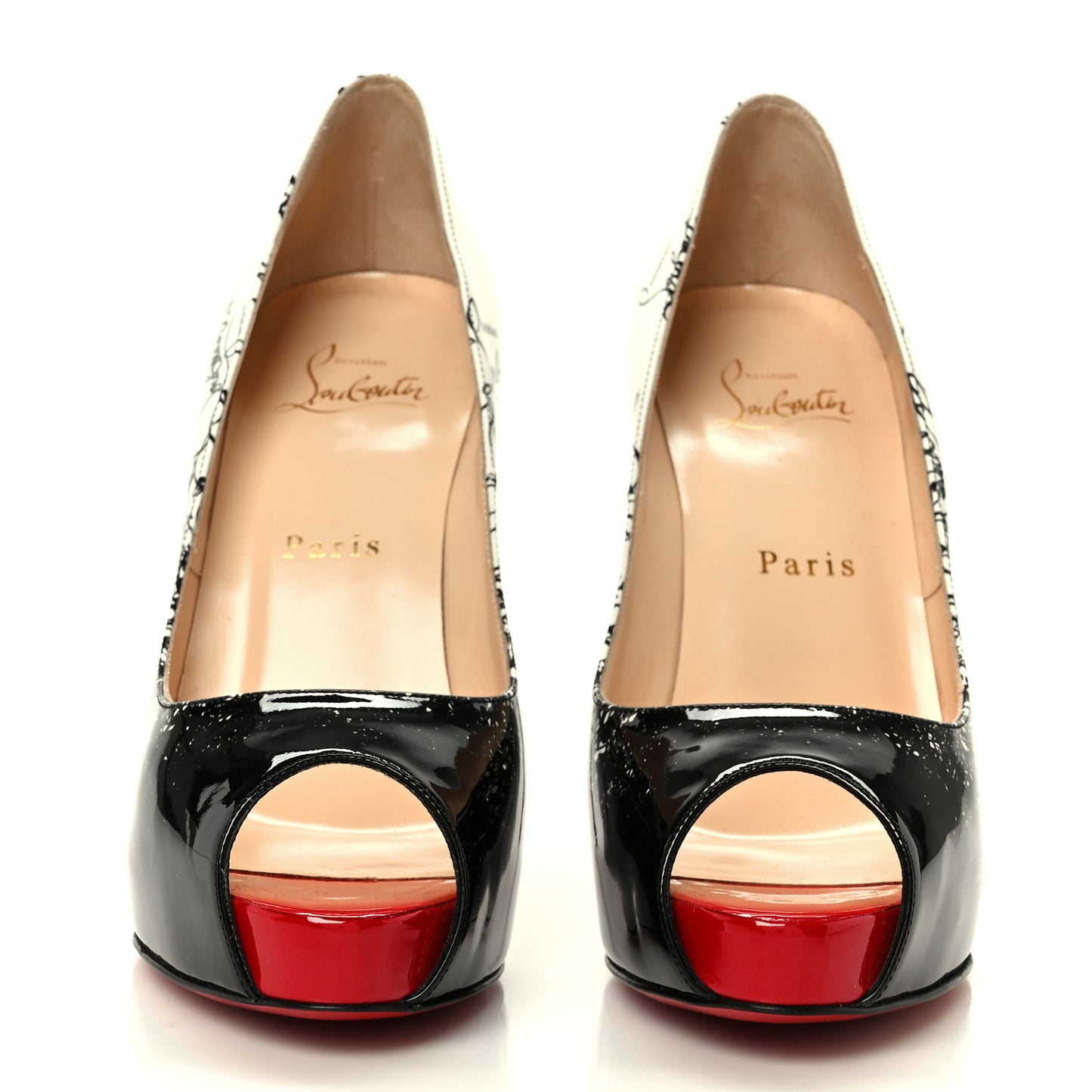 Patent New Very Prive Degraloubi Printed 120 Pumps 37 Black Snow