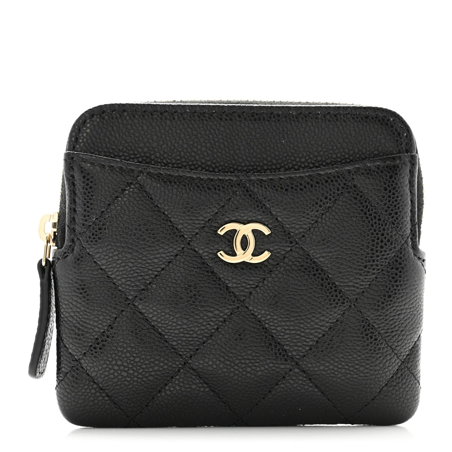 Chanel Caviar Quilted Zip Card Holder Wallet Black 1 of 8
