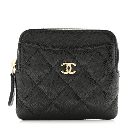 Chanel Caviar Quilted Zip Card Holder Wallet Black 1 of 8