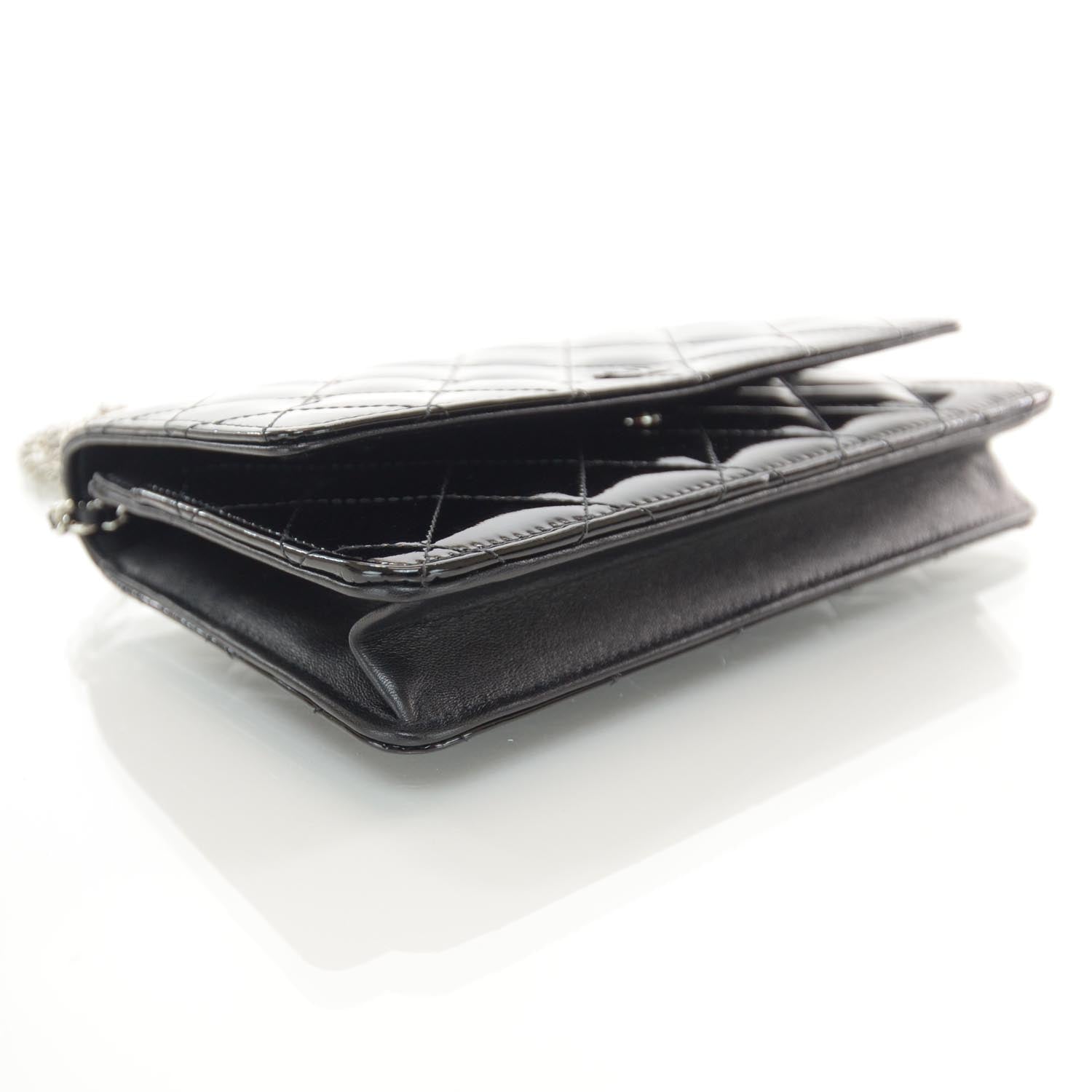 Chanel Patent Quilted Wallet On Chain WOC Black 4 of 9