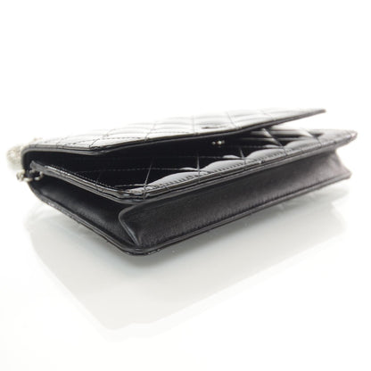 Chanel Patent Quilted Wallet On Chain WOC Black 4 of 9