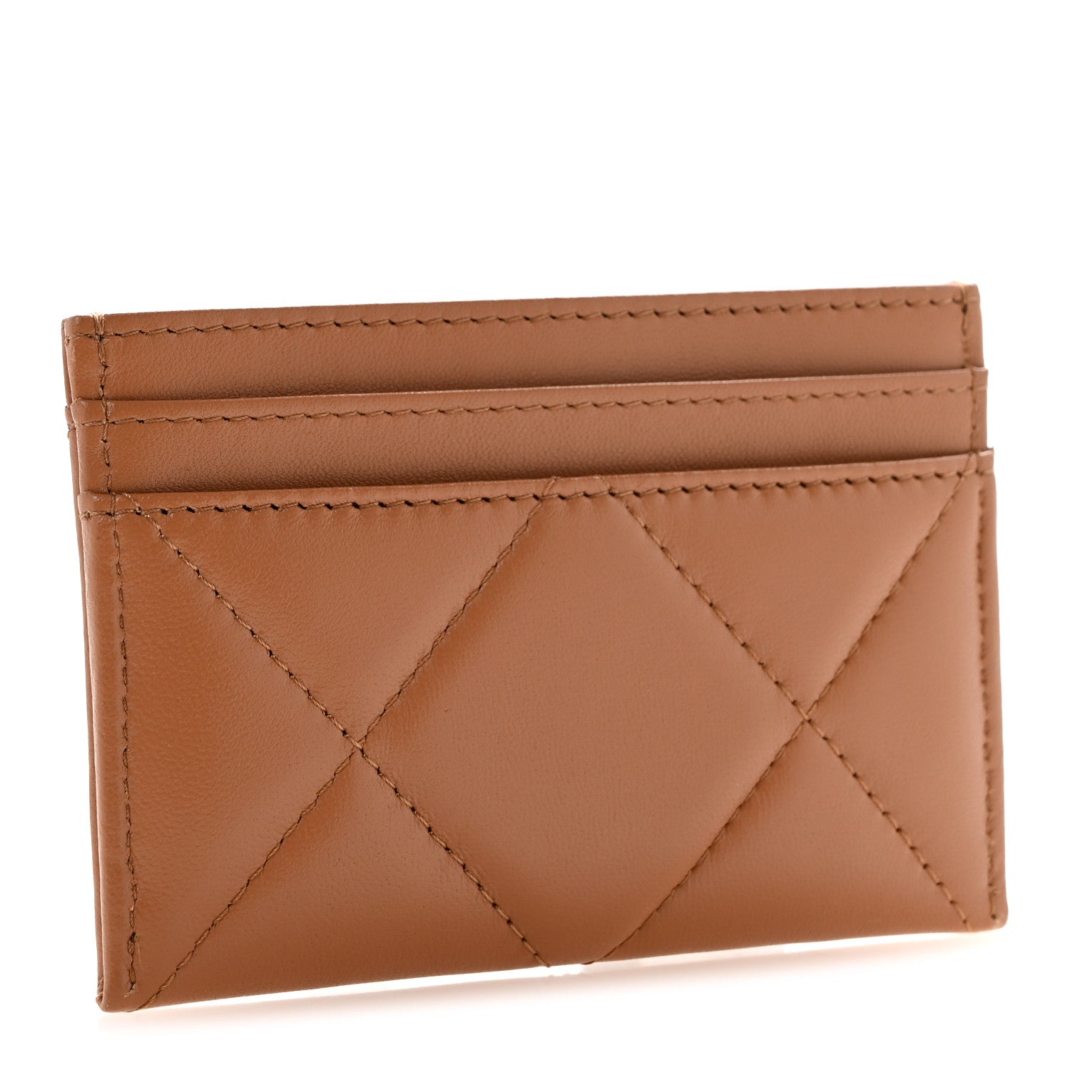 Chanel Lambskin Quilted Chanel 19 Card Holder Brown 3 of 9