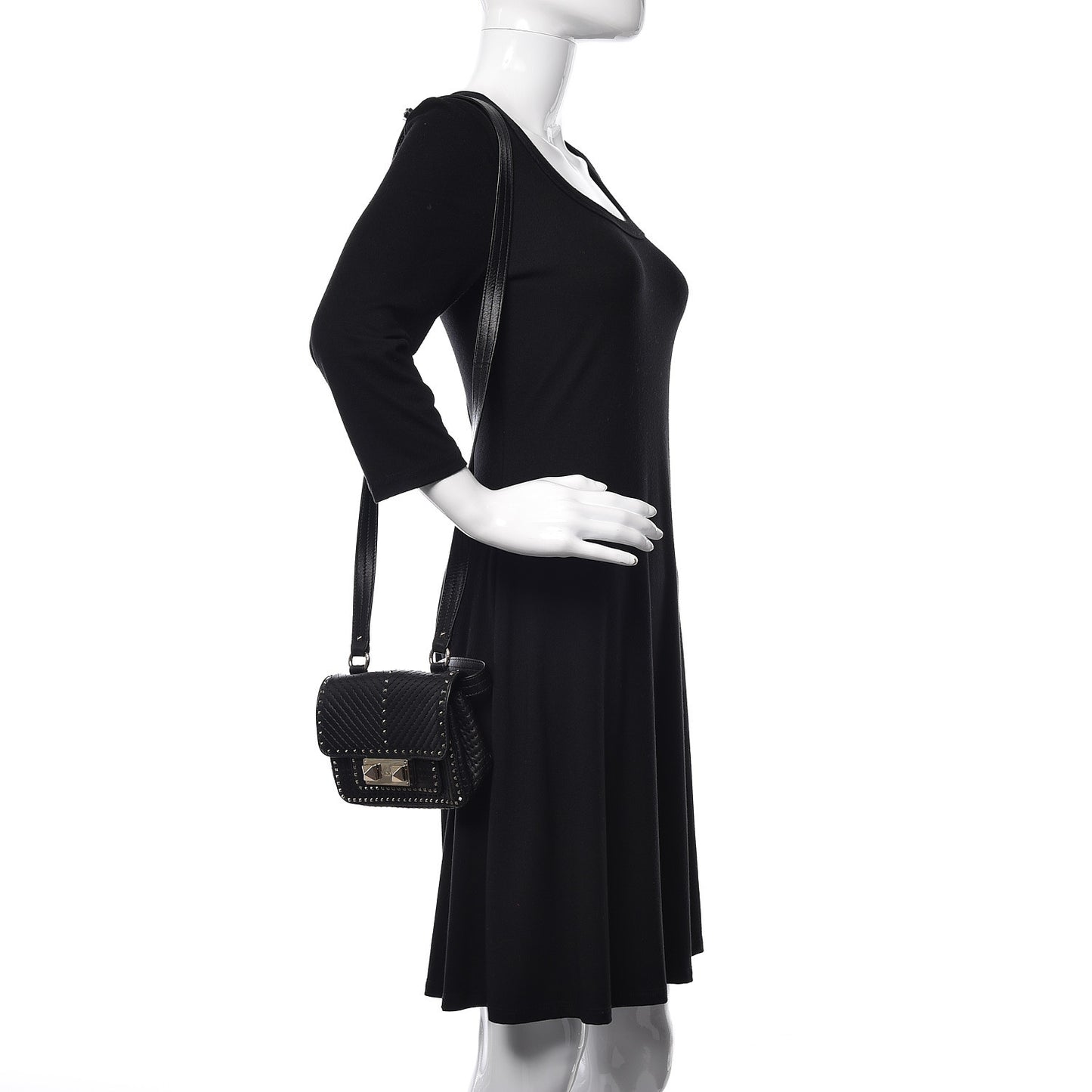 Lambskin ZiggyStud Rockstud Convertible Crossbody Belt Bag Black