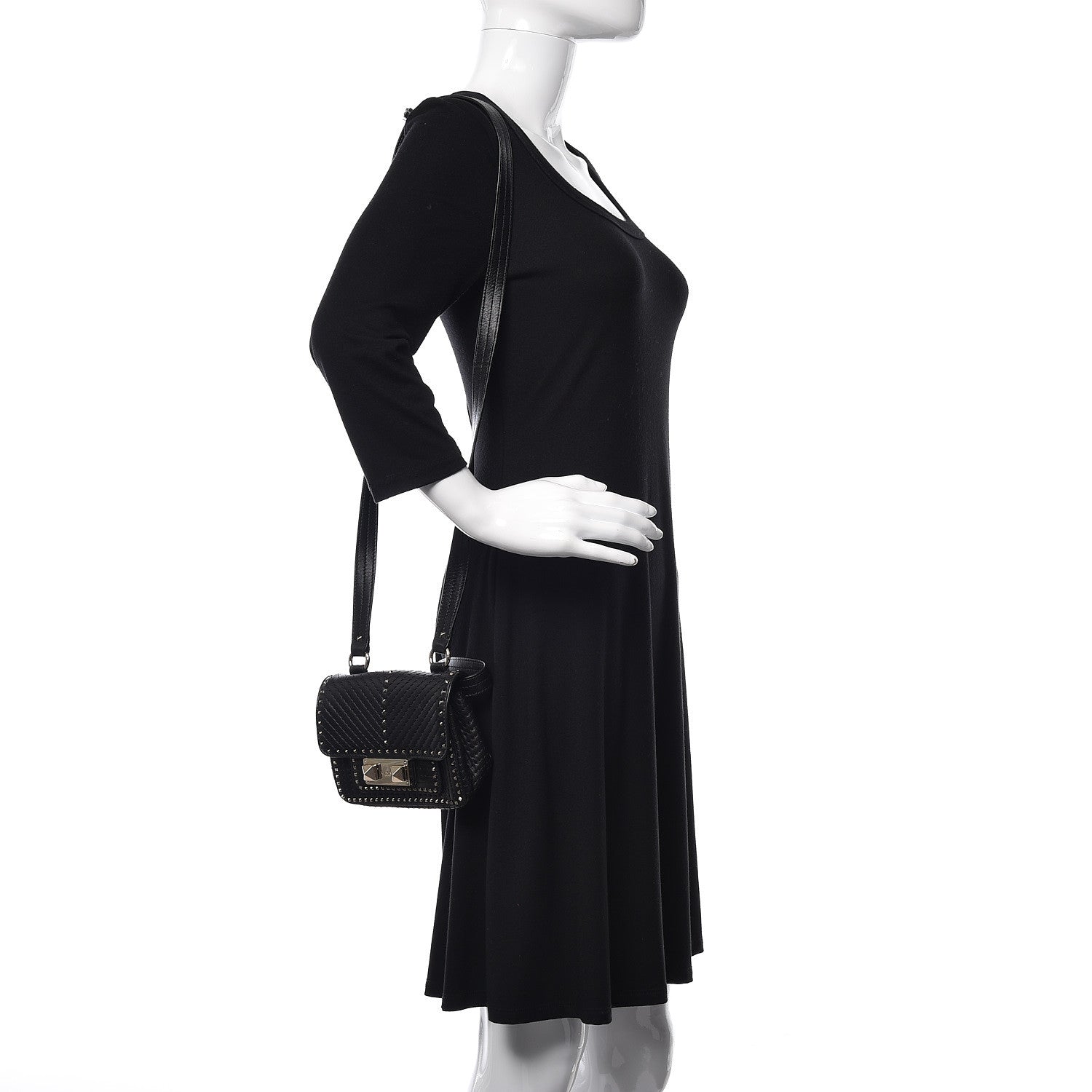 Valentino Garavani Lambskin ZiggyStud Rockstud Convertible Crossbody Belt Bag Black 3 of 12