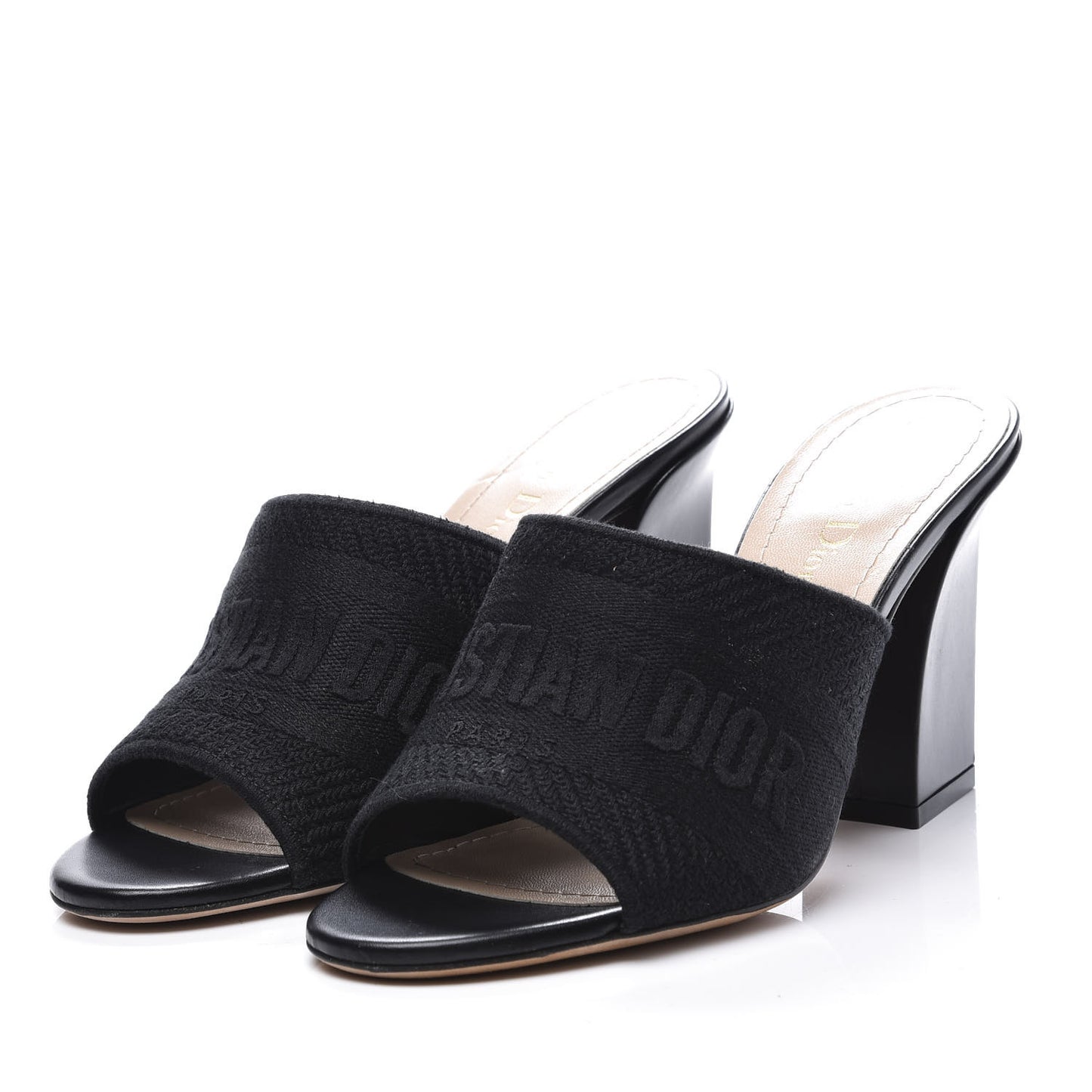 Cotton Embroidered Dway 85mm Slide Sandals 37 Black