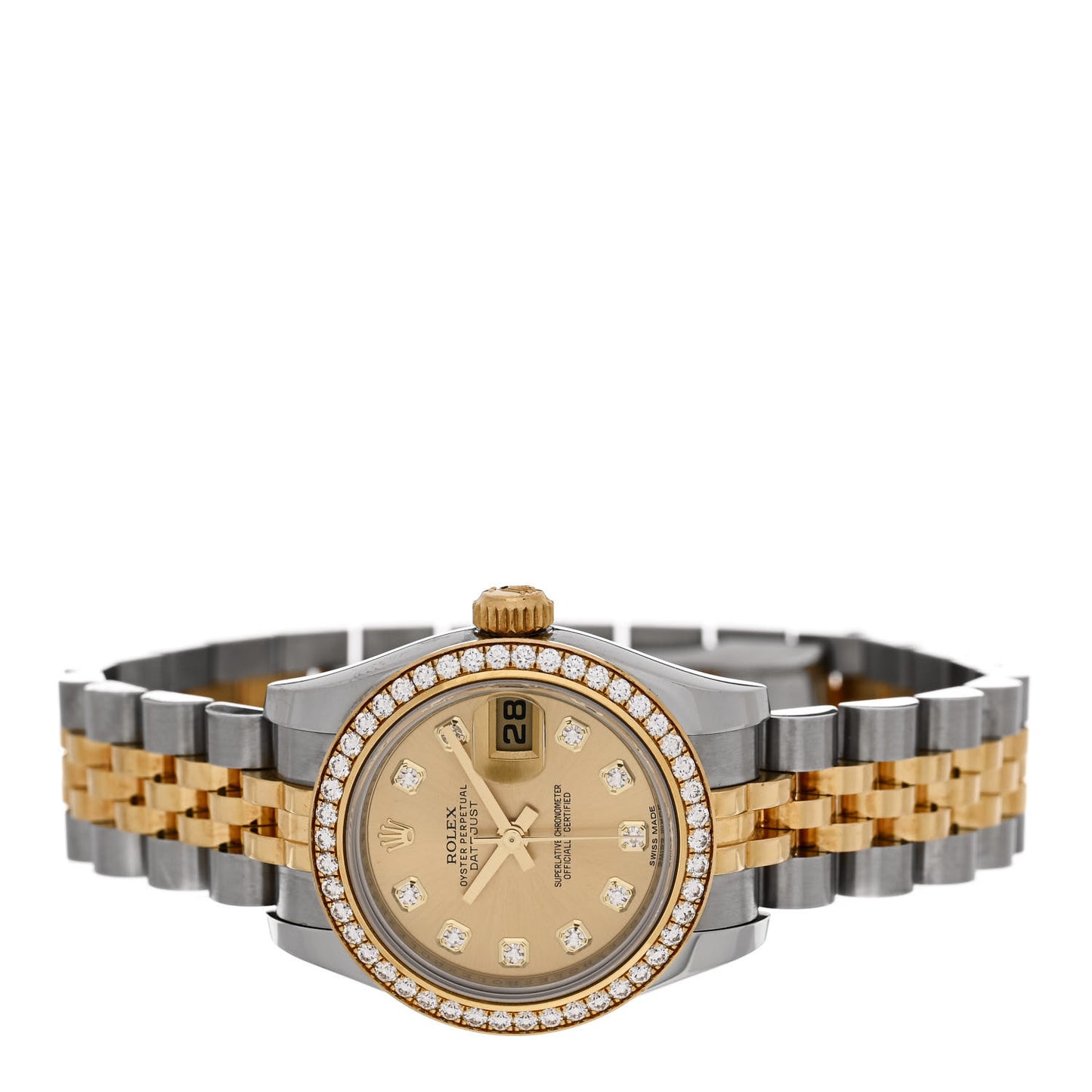 Stainless Steel 18K Yellow Gold Diamond 26mm Oyster Perpetual Datejust Watch Champagne 179383