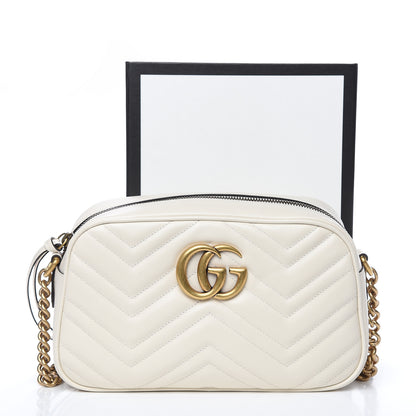 Gucci Calfskin Matelasse Small GG Marmont Chain Shoulder Bag White 10 of 10