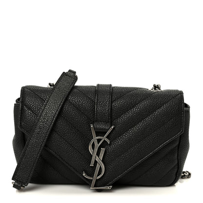 Saint Laurent Grained Calfskin Matelasse Chevron Classic Monogram Baby Chain Bag Black 1 of 11