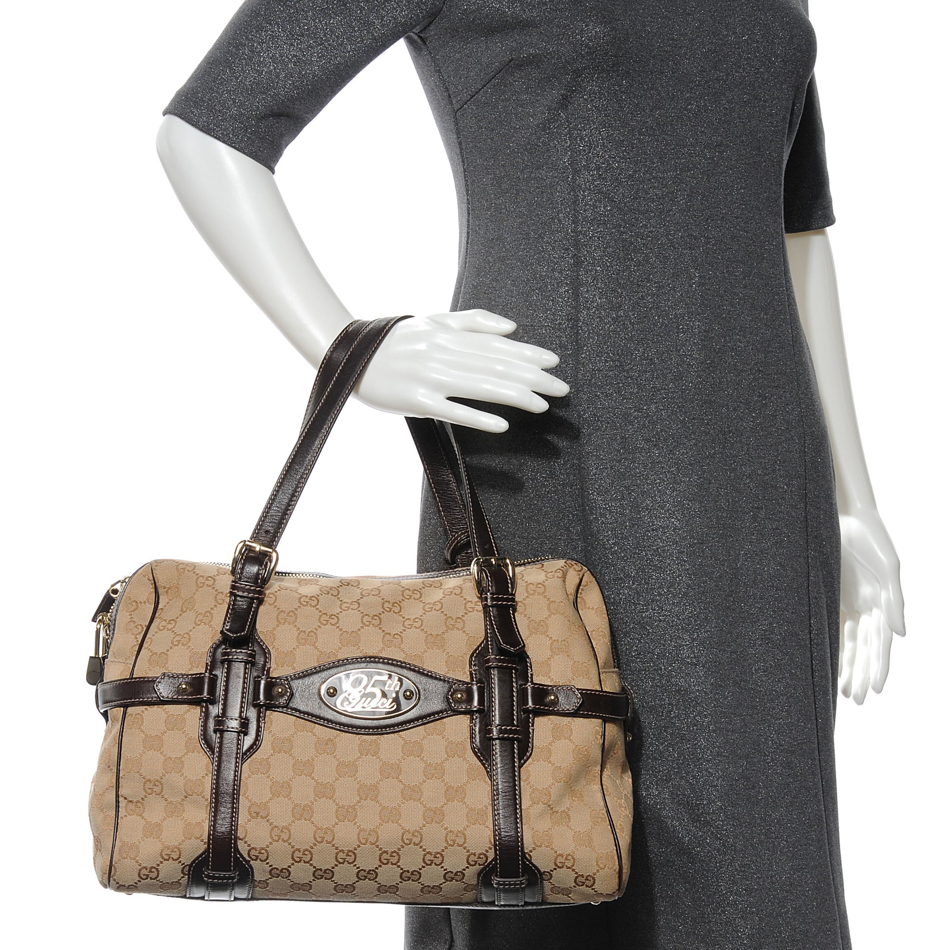 Gucci Monogram 85th Anniversary Boston Tote Brown 2 of 7