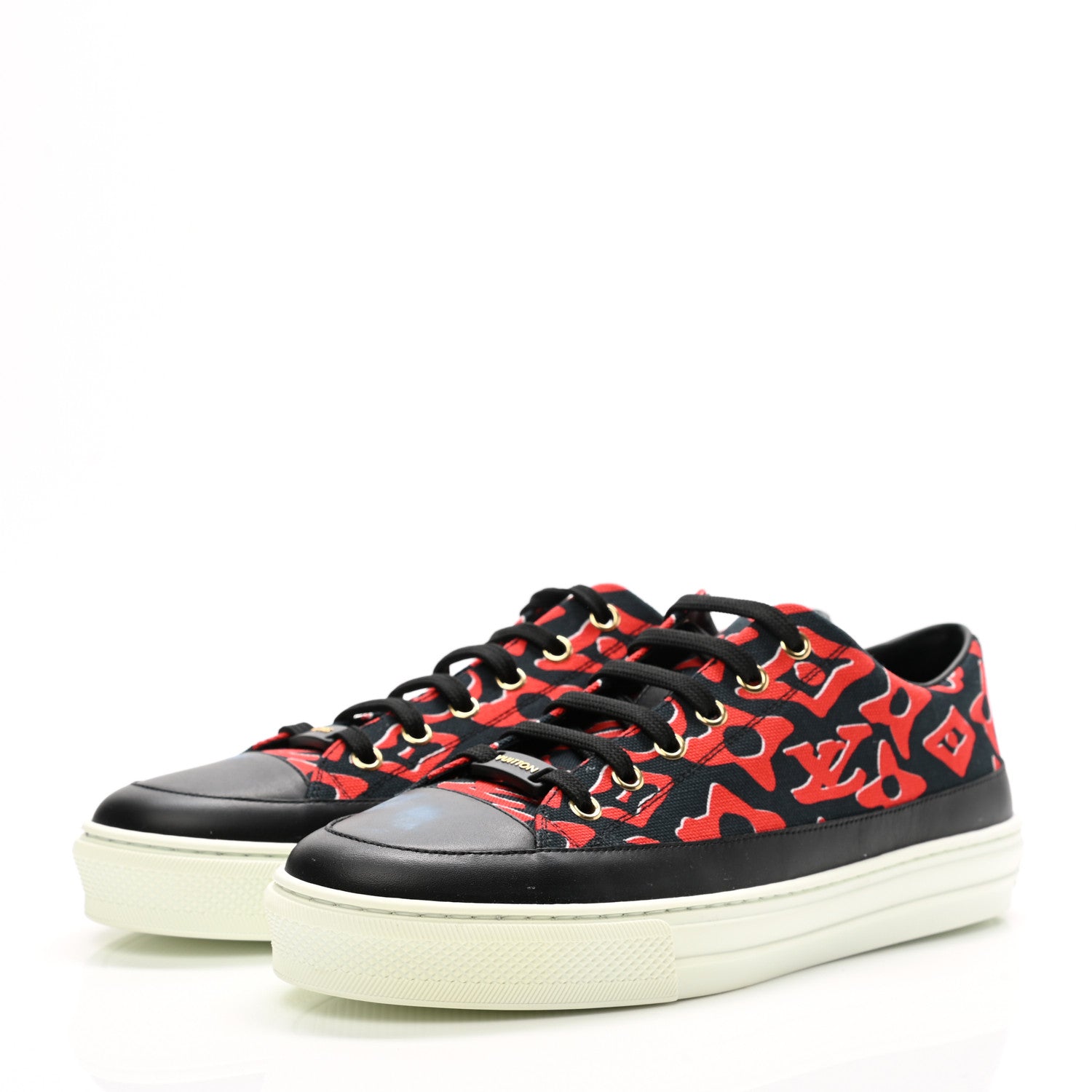 Louis Vuitton X UF Calfskin Tufted Monogram Stellar Sneakers 39.5 Black Red 3 of 11