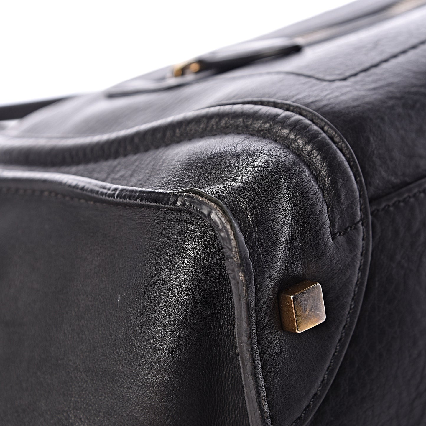 Drummed Calfskin Mini Luggage Black