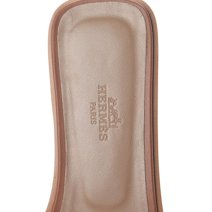 Hermes Box Calfskin Oran Sandals 37.5 Gold 5 of 8