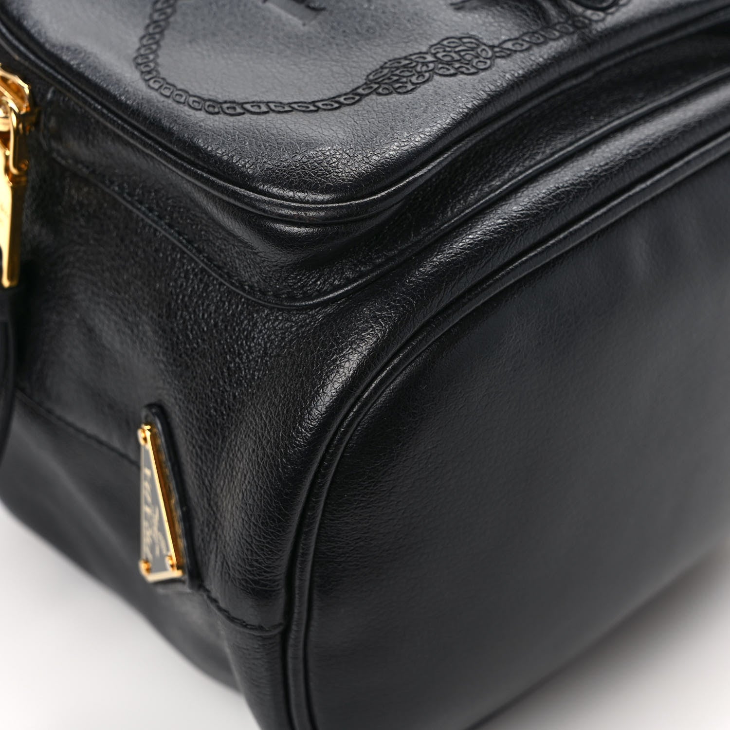 Prada Glace Calfskin Embossed Secchiello Bucket Bag Black 9 of 11