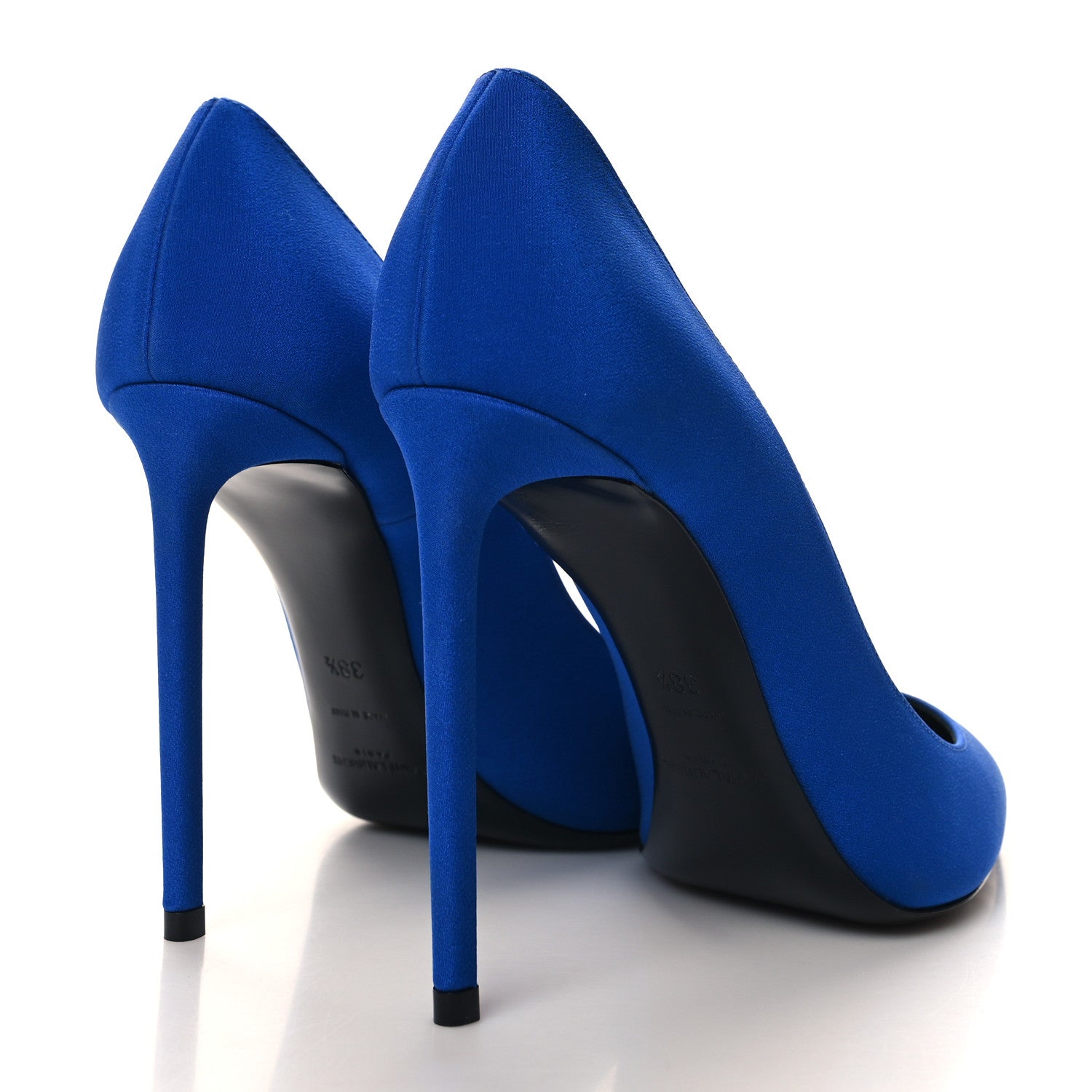 Saint Laurent Crepe Satin Zoe 105 Pump 38.5 Picasso Blue 4 of 9