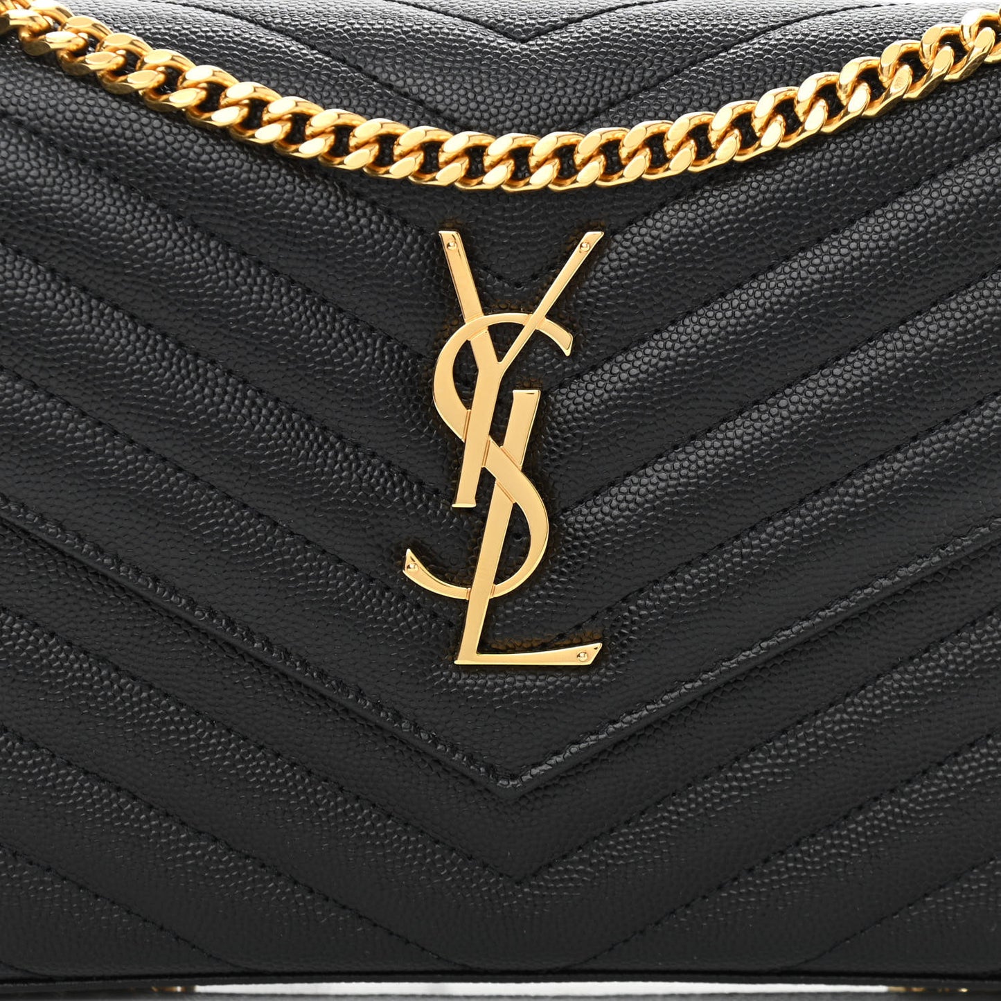 Grain De Poudre Matelasse Chevron Monogram Chain Wallet Black