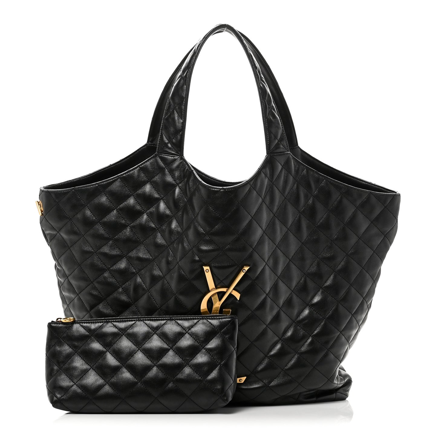 Lambskin Quilted Maxi Icare Shopping Tote Black