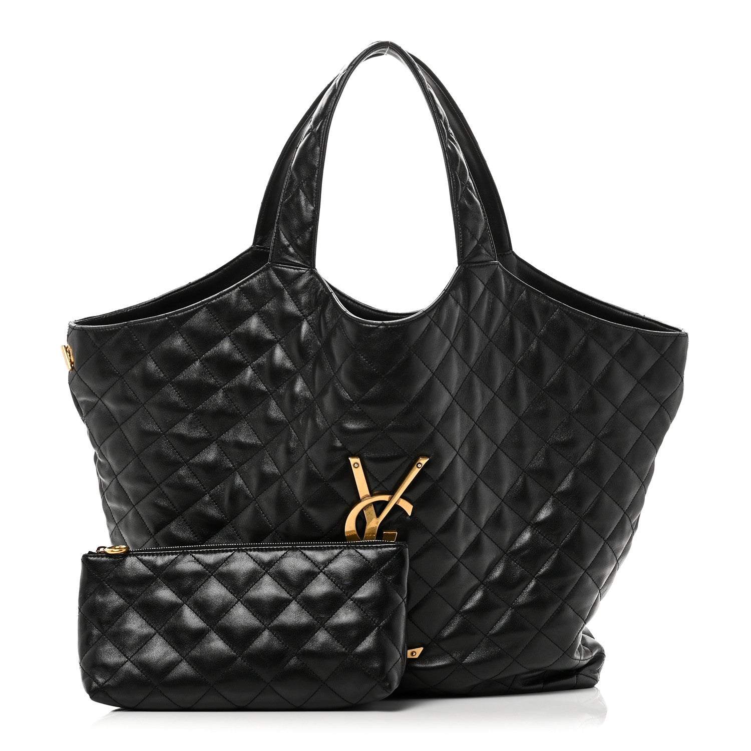 Saint Laurent Lambskin Quilted Maxi Icare Shopping Tote Black 3 of 11