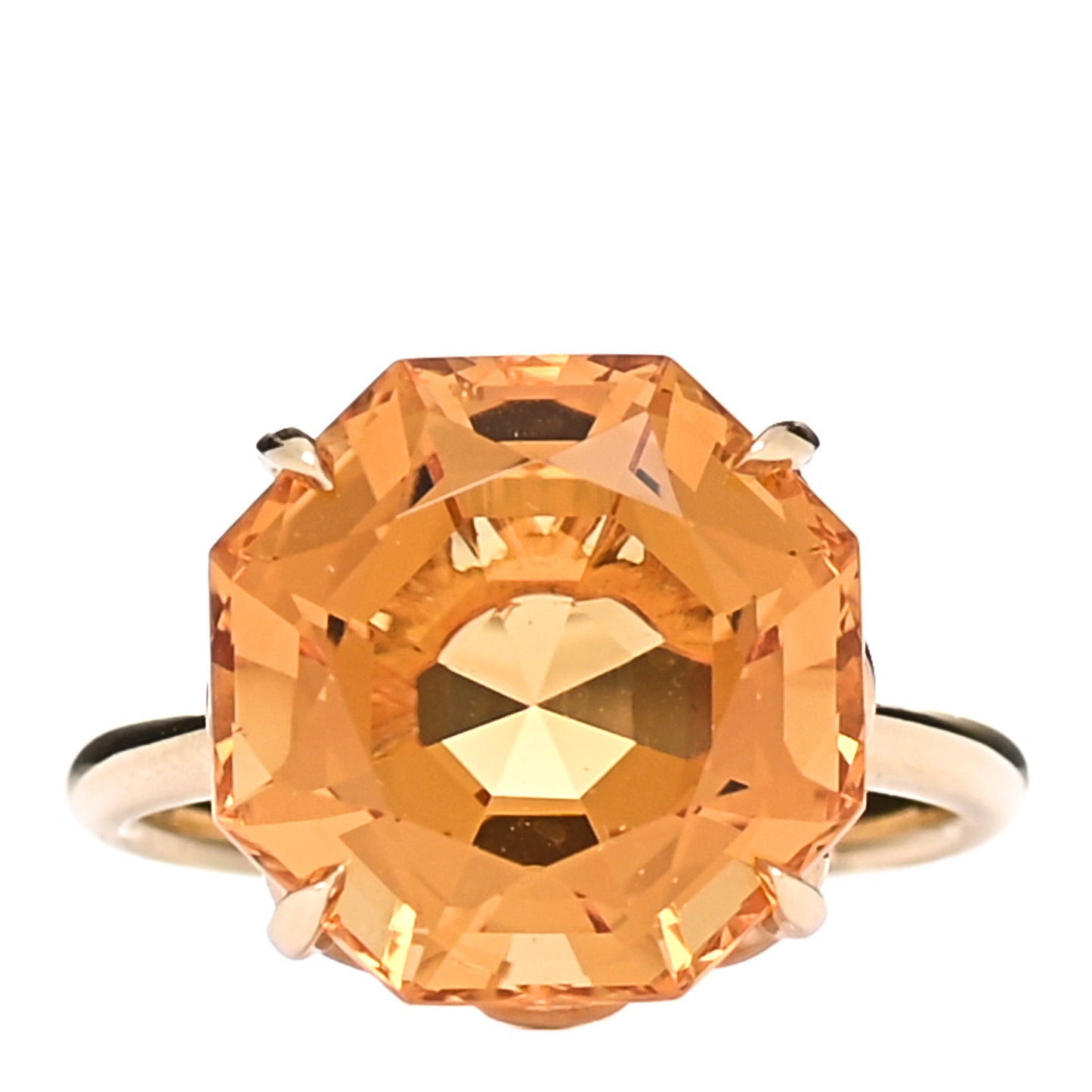 18K Yellow Gold Citrine Octagonal Sparklers Cocktail Ring 52 6
