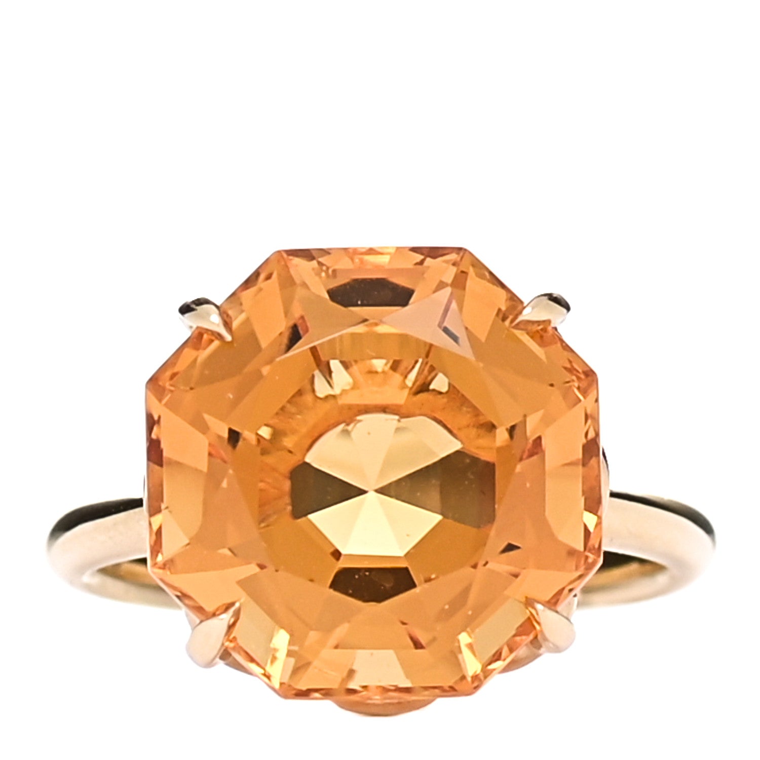 Tiffany 18K Yellow Gold Citrine Octagonal Sparklers Cocktail Ring 52 6 1 of 5