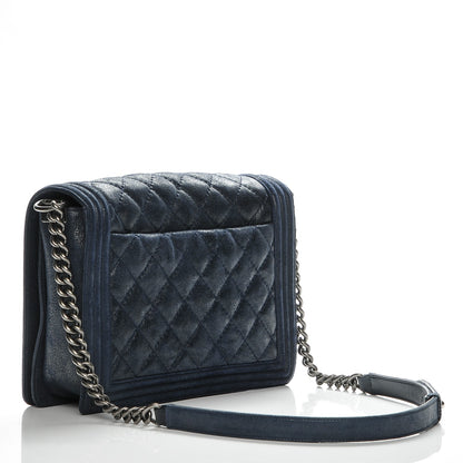 Chanel Goatskin Quilted Medium Gentle Boy Flap Navy Blue 3 of 7