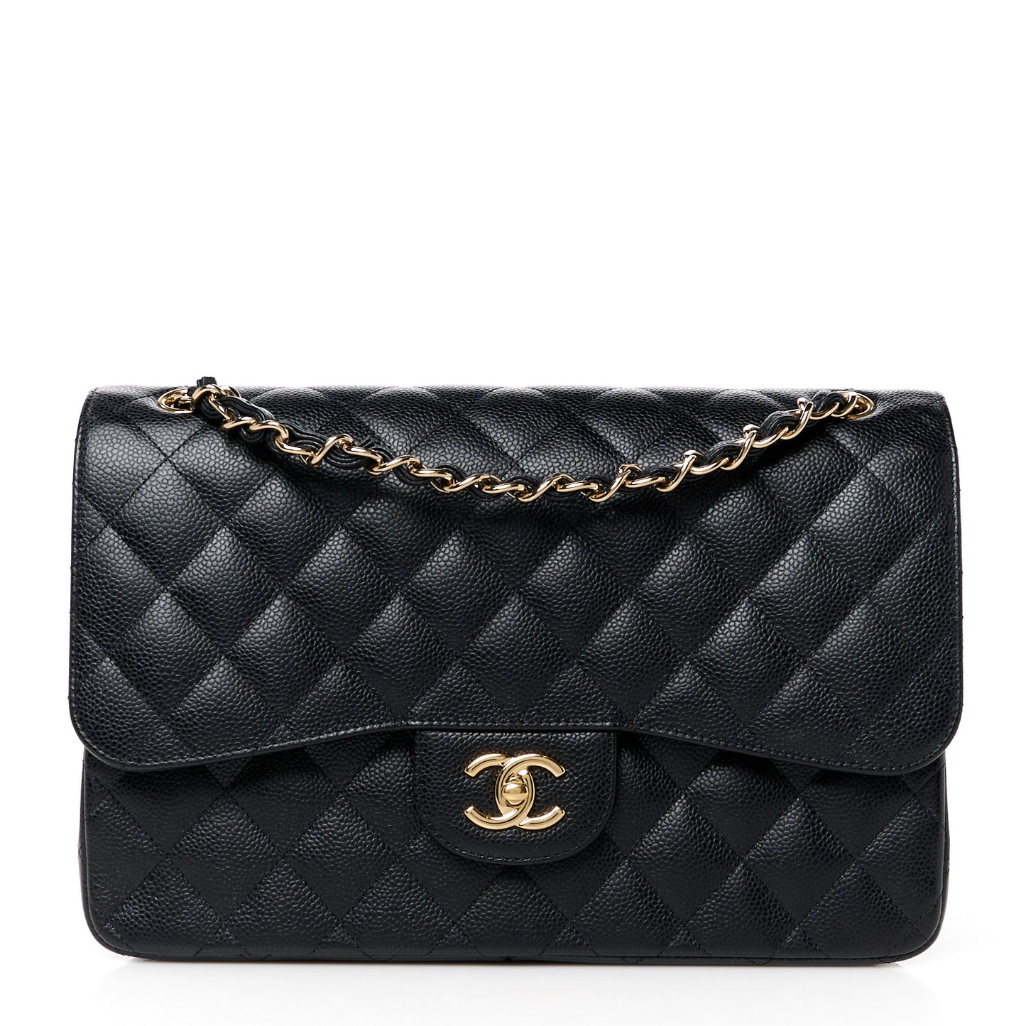 Caviar Quilted Jumbo Double Flap Black