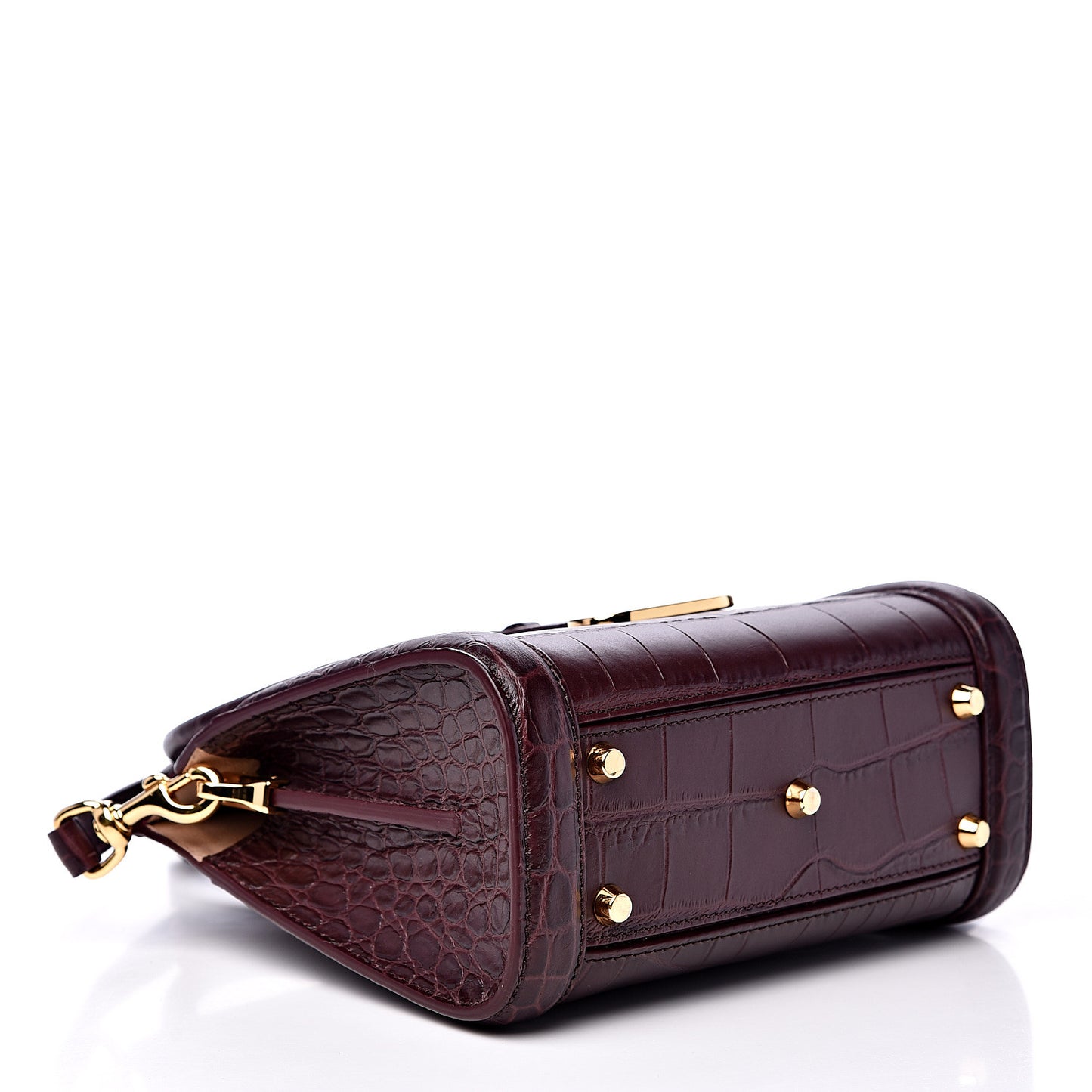 Calfskin Crocodile Embossed Mini Heroine 21 Burgundy