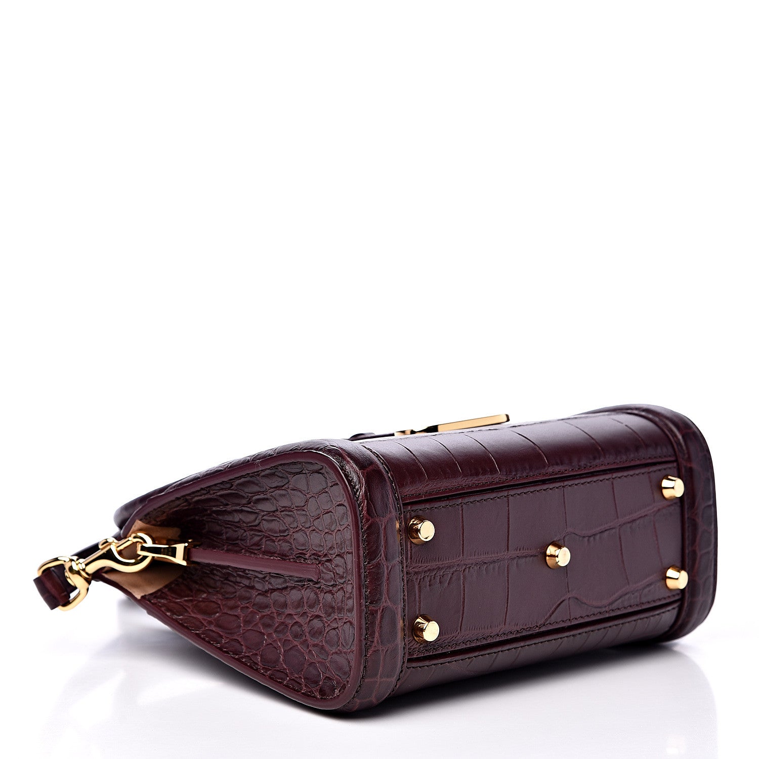 Alexander McQueen Calfskin Crocodile Embossed Mini Heroine 21 Burgundy 3 of 8