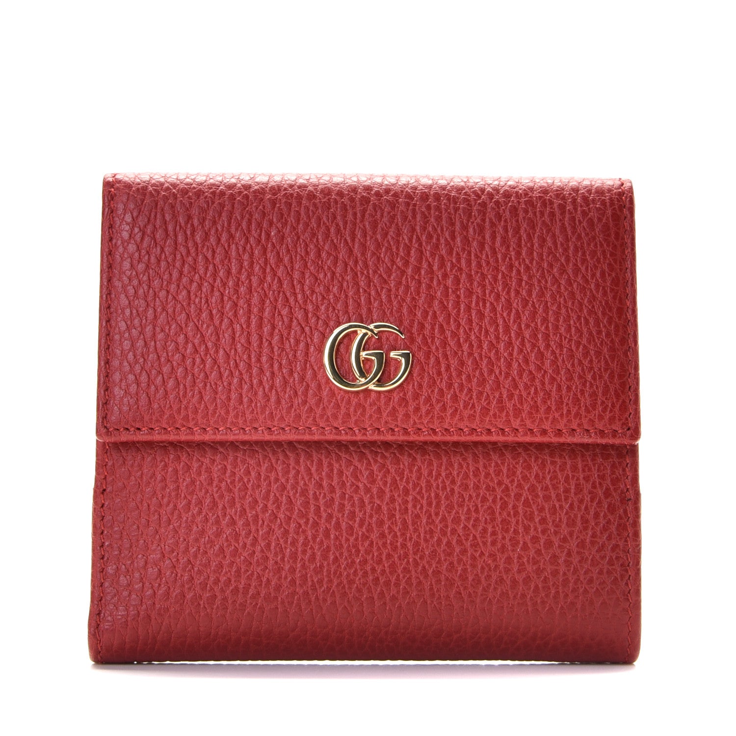 Gucci Dollar Calfskin Double G French Flap Wallet Hibiscus Red 1 of 7