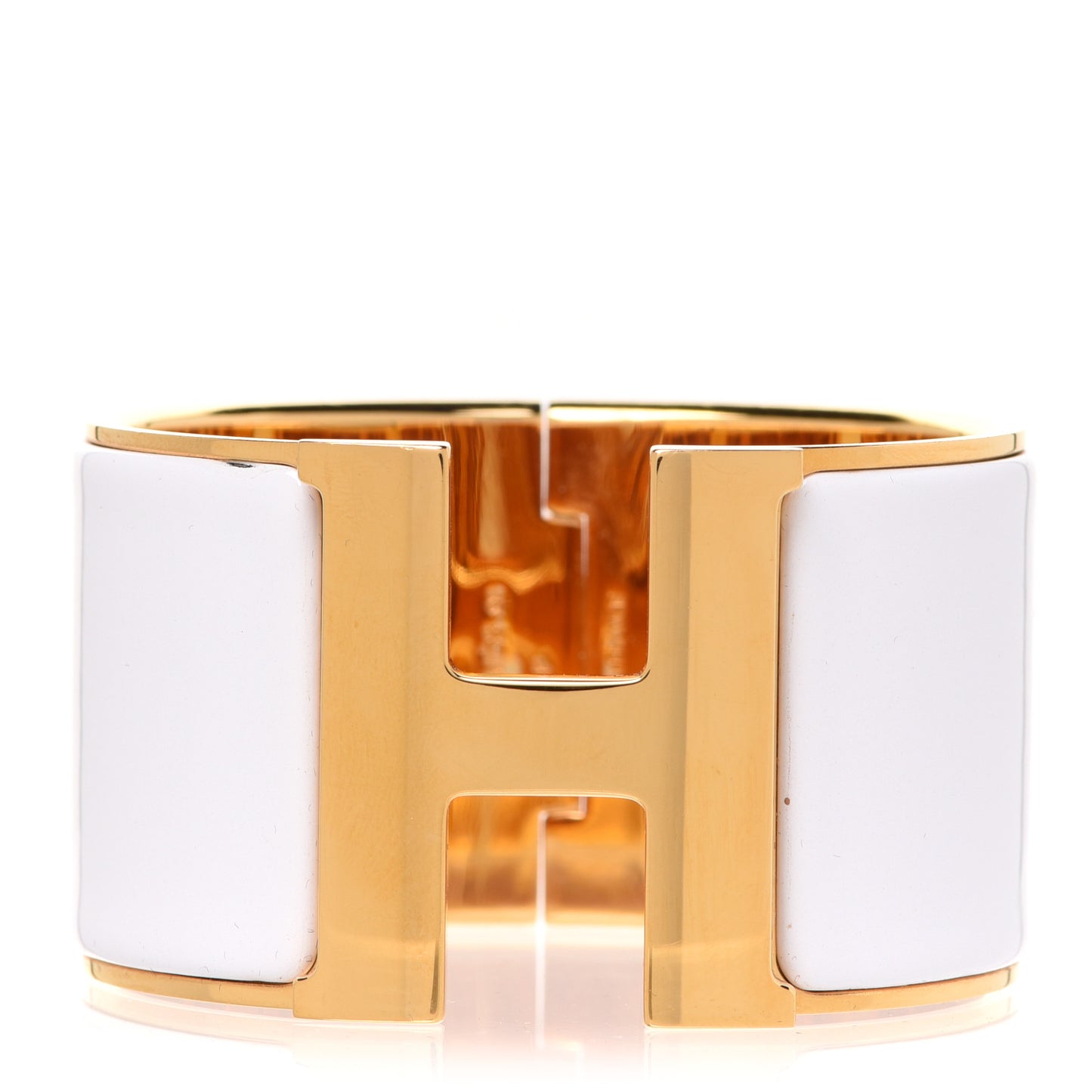 Enamel Extra Wide Clic Clac H Bracelet PM White