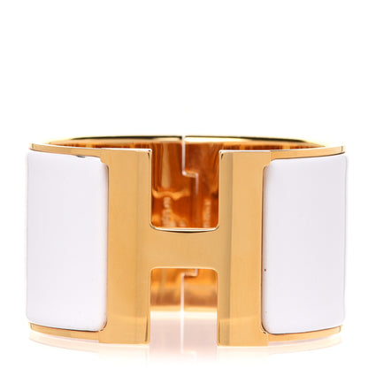Hermes Enamel Extra Wide Clic Clac H Bracelet PM White 1 of 6