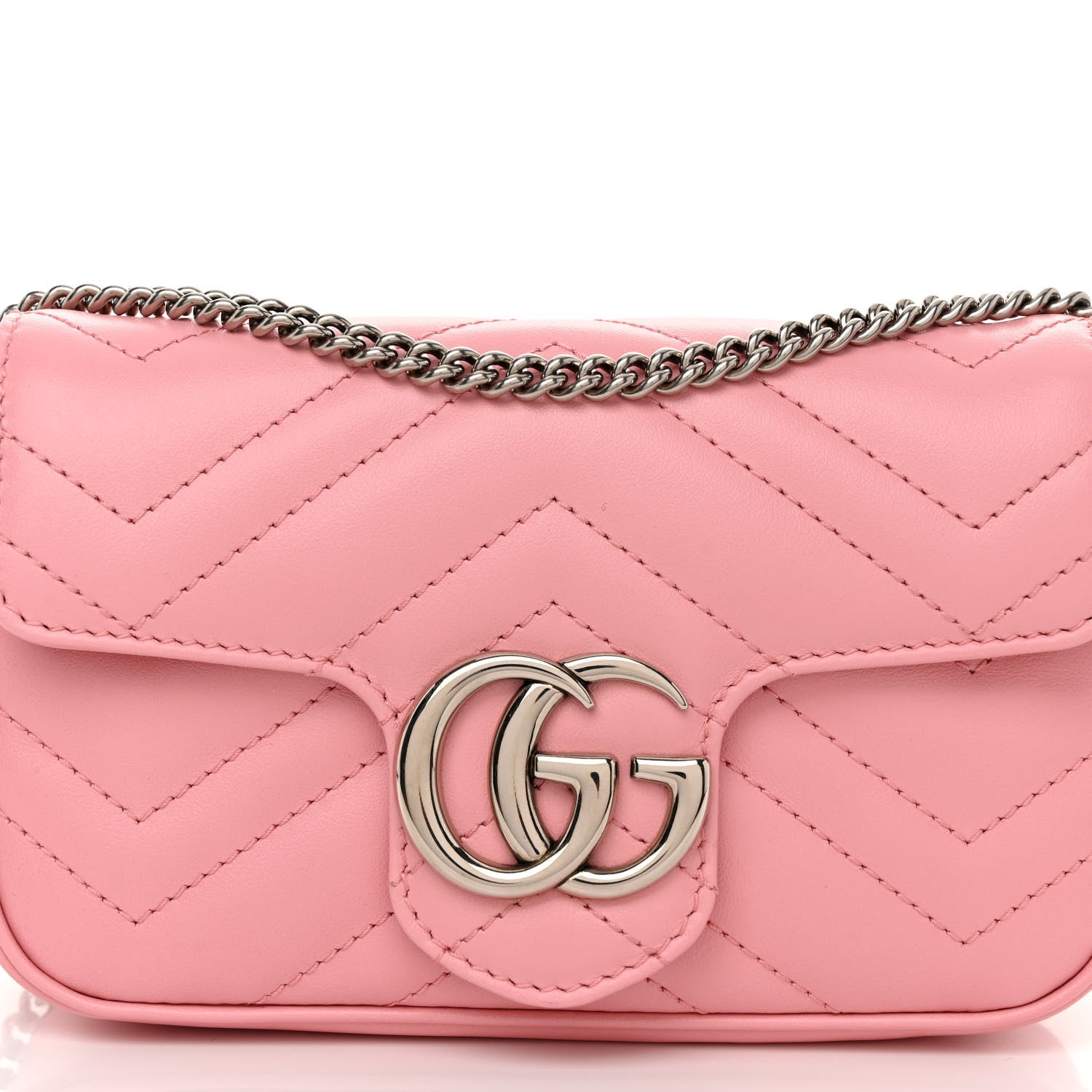 Gucci Calfskin Matelasse Super Mini GG Marmont Shoulder Bag Wild Rose 8 of 11