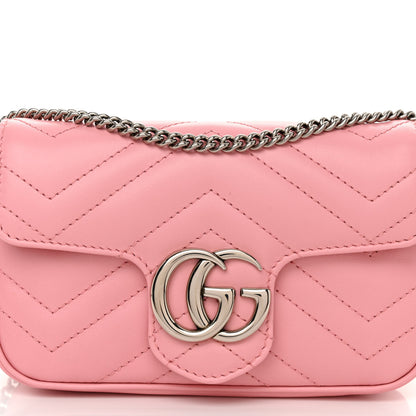 Gucci Calfskin Matelasse Super Mini GG Marmont Shoulder Bag Wild Rose 8 of 11