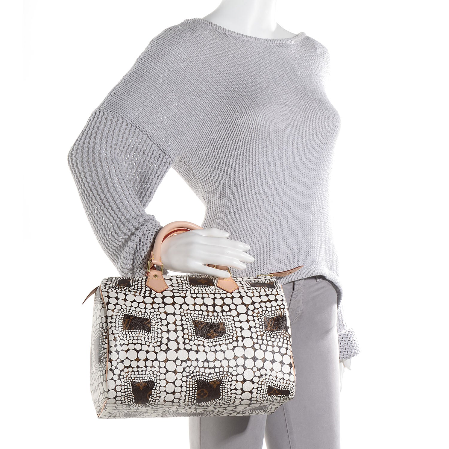 Louis Vuitton Monogram Kusama Town Speedy 30 White 2 of 7