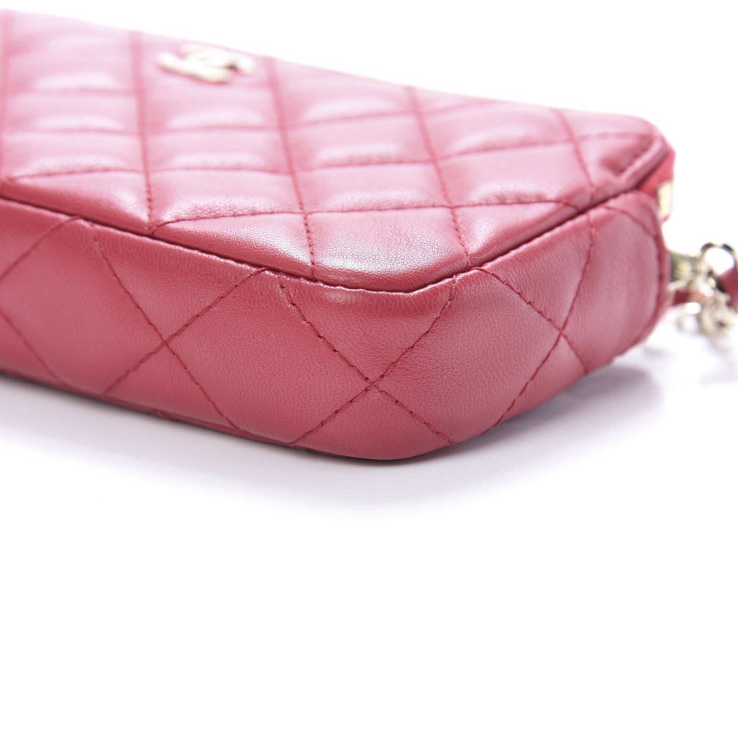 Chanel Lambskin Quilted Small Clutch With Chain Red 12 of 13