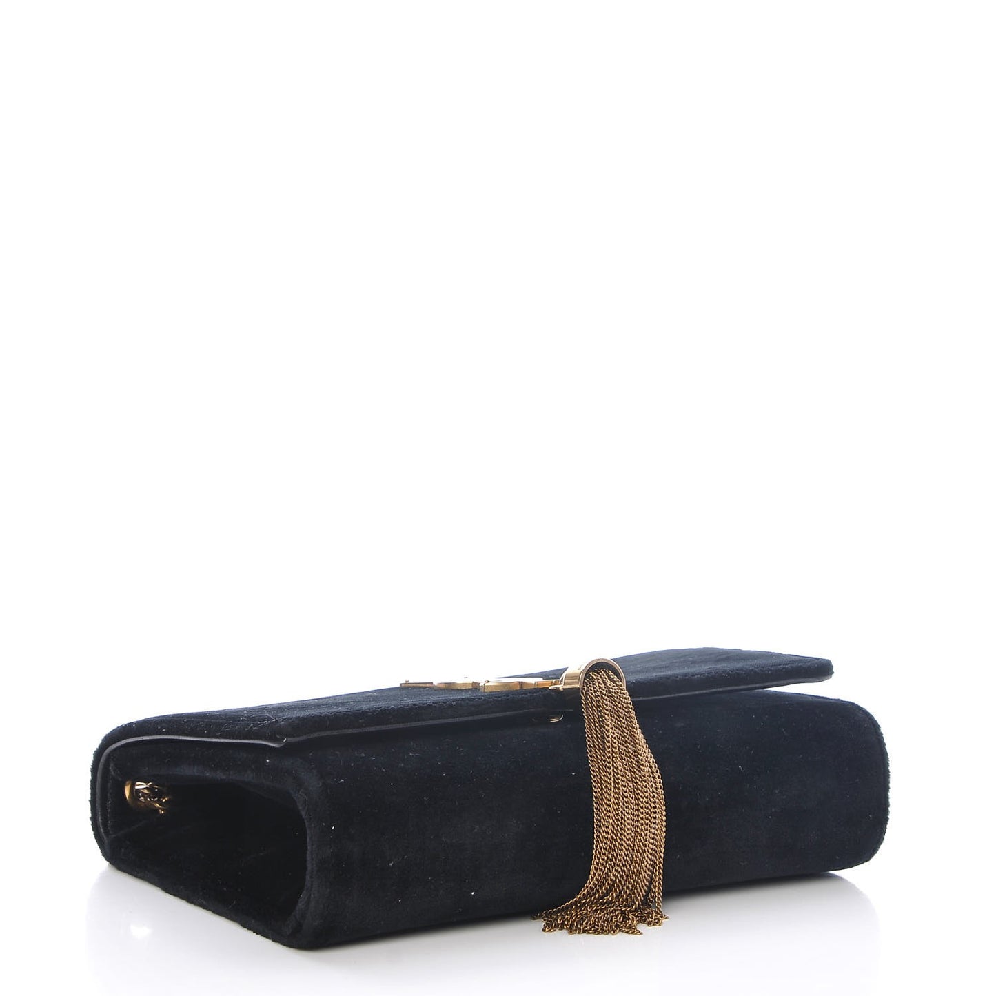 Velvet Monogram Medium Kate Tassel Shoulder Bag Black