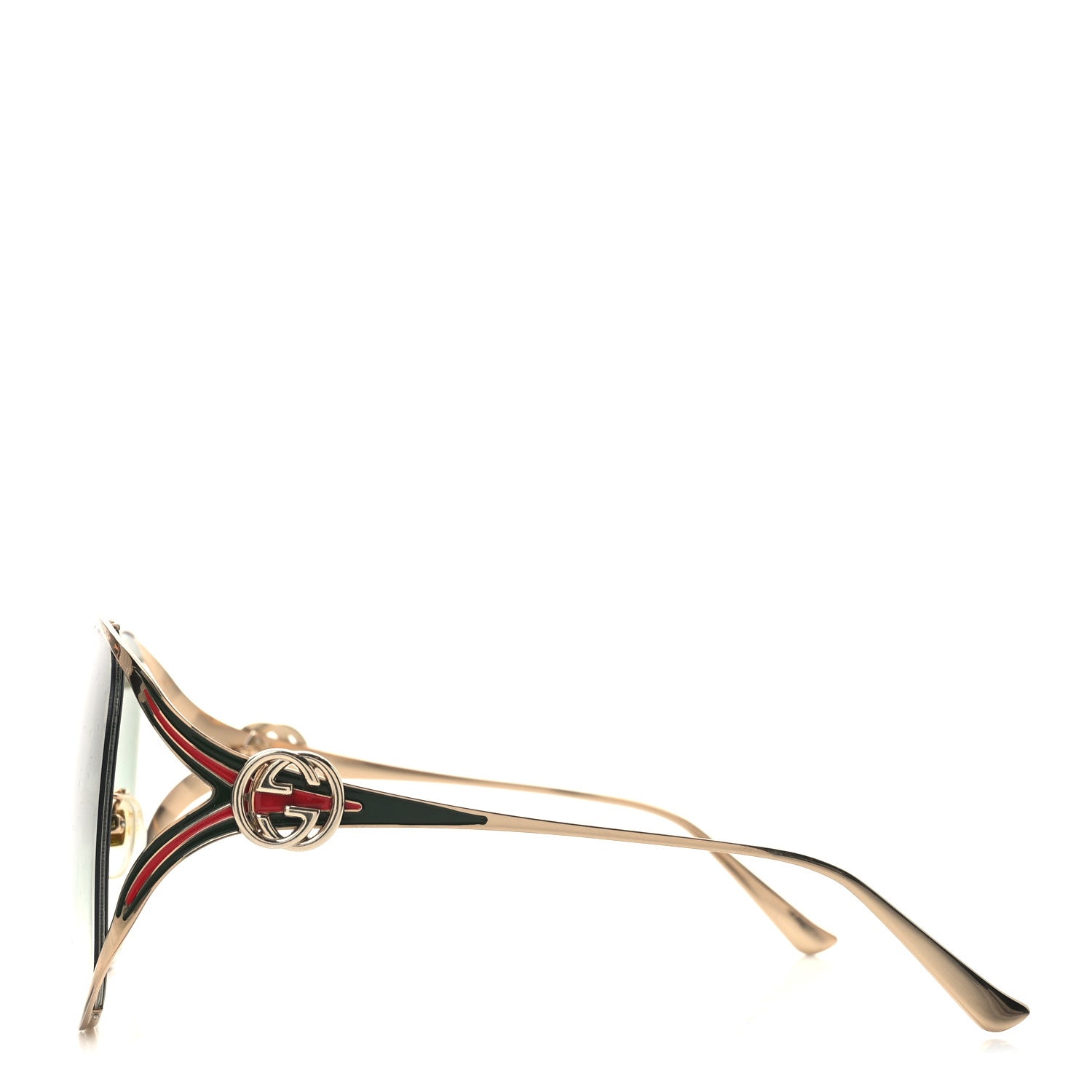 Gucci Metal Oversized Round Frame GG0225S Sunglasses Gold 3 of 6