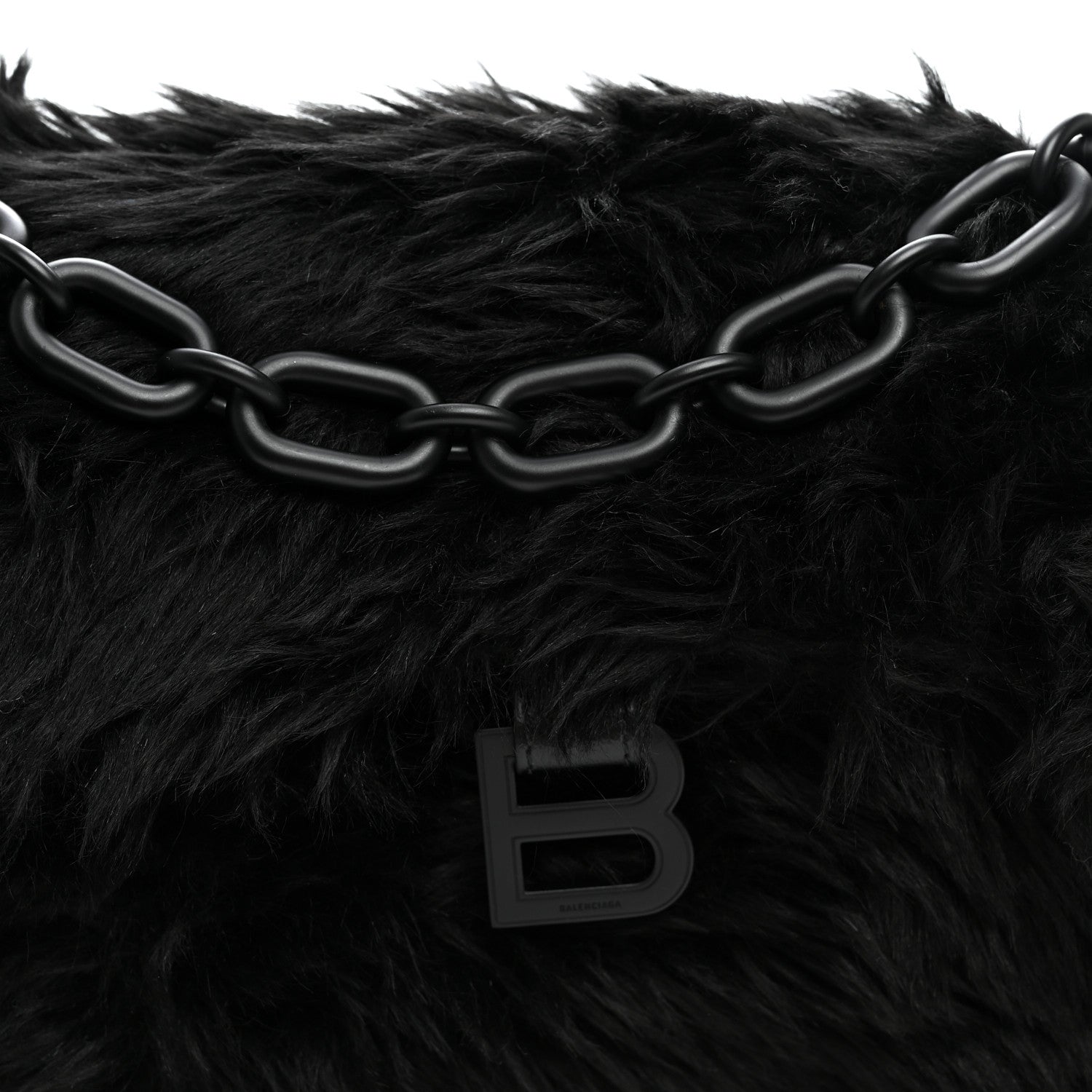 Balenciaga Faux Fur Small Downtown Shoulder Bag Black 8 of 10