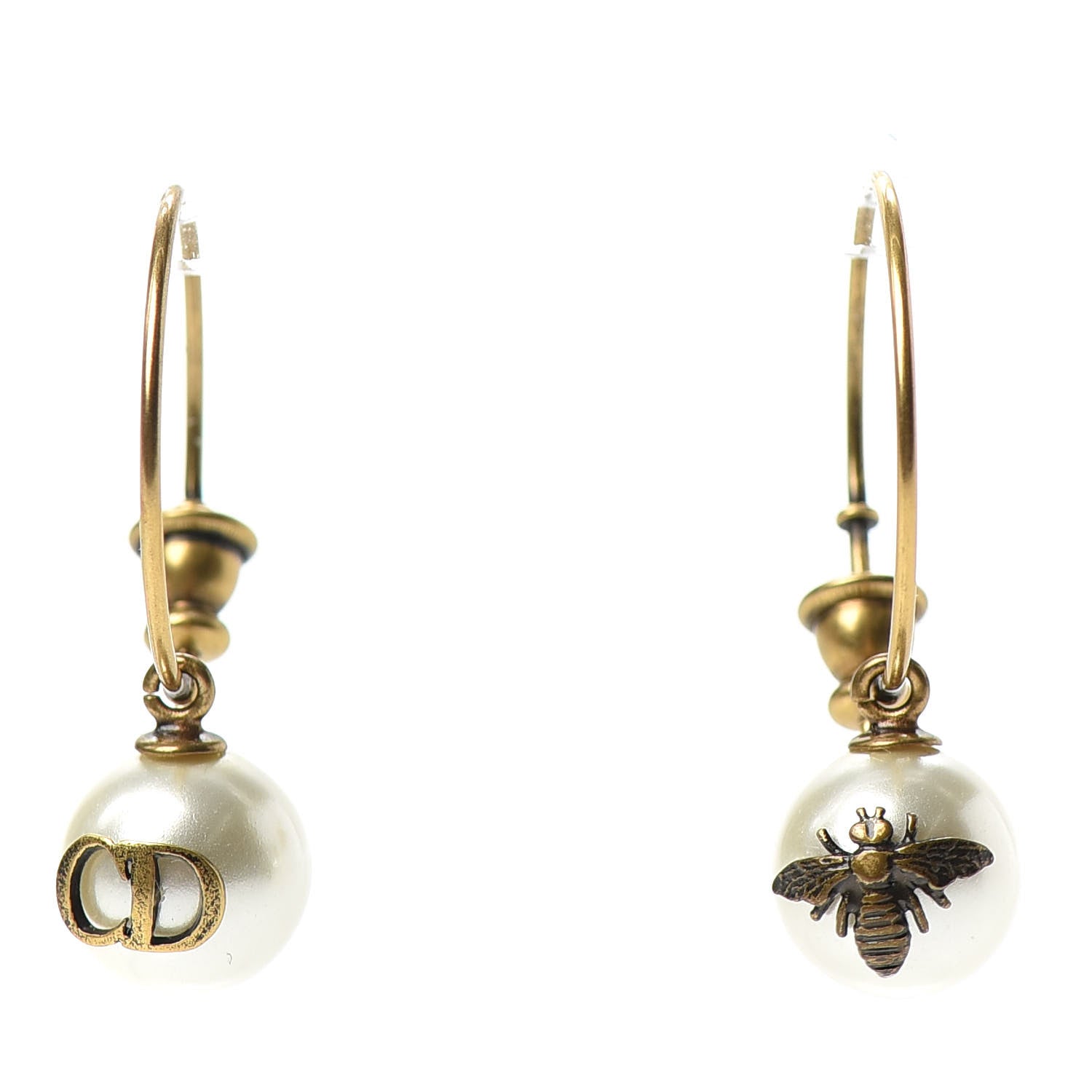 Christian Dior Pearl Bee Star Mise En Dior Tribal Hoop Earrings 1 of 3