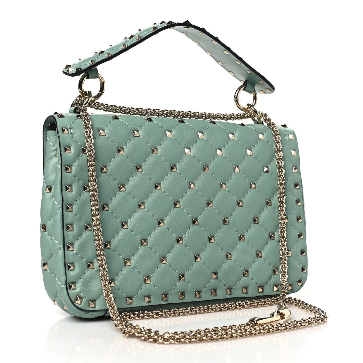Nappa Medium Rockstud Spike Shoulder Bag Morning Dew