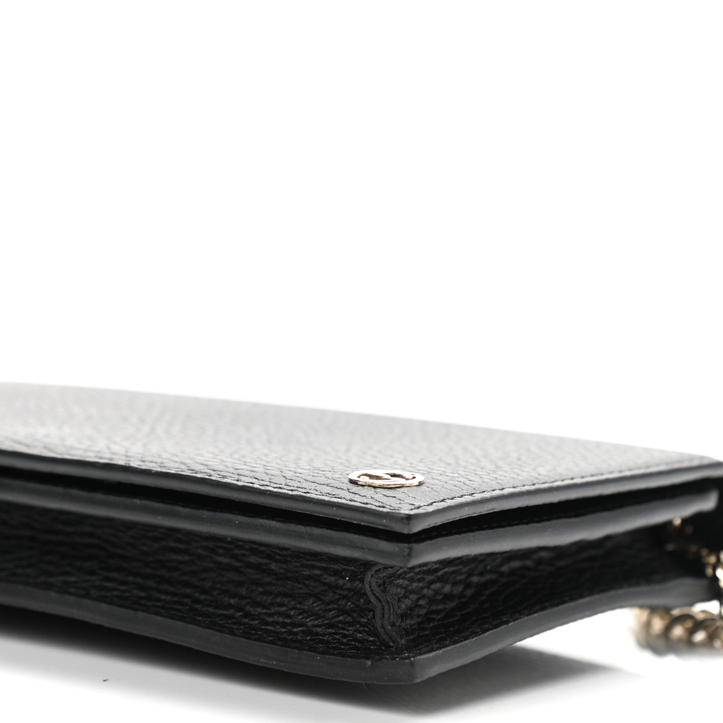 Dollar Calfskin Medium Betty Chain Wallet Black