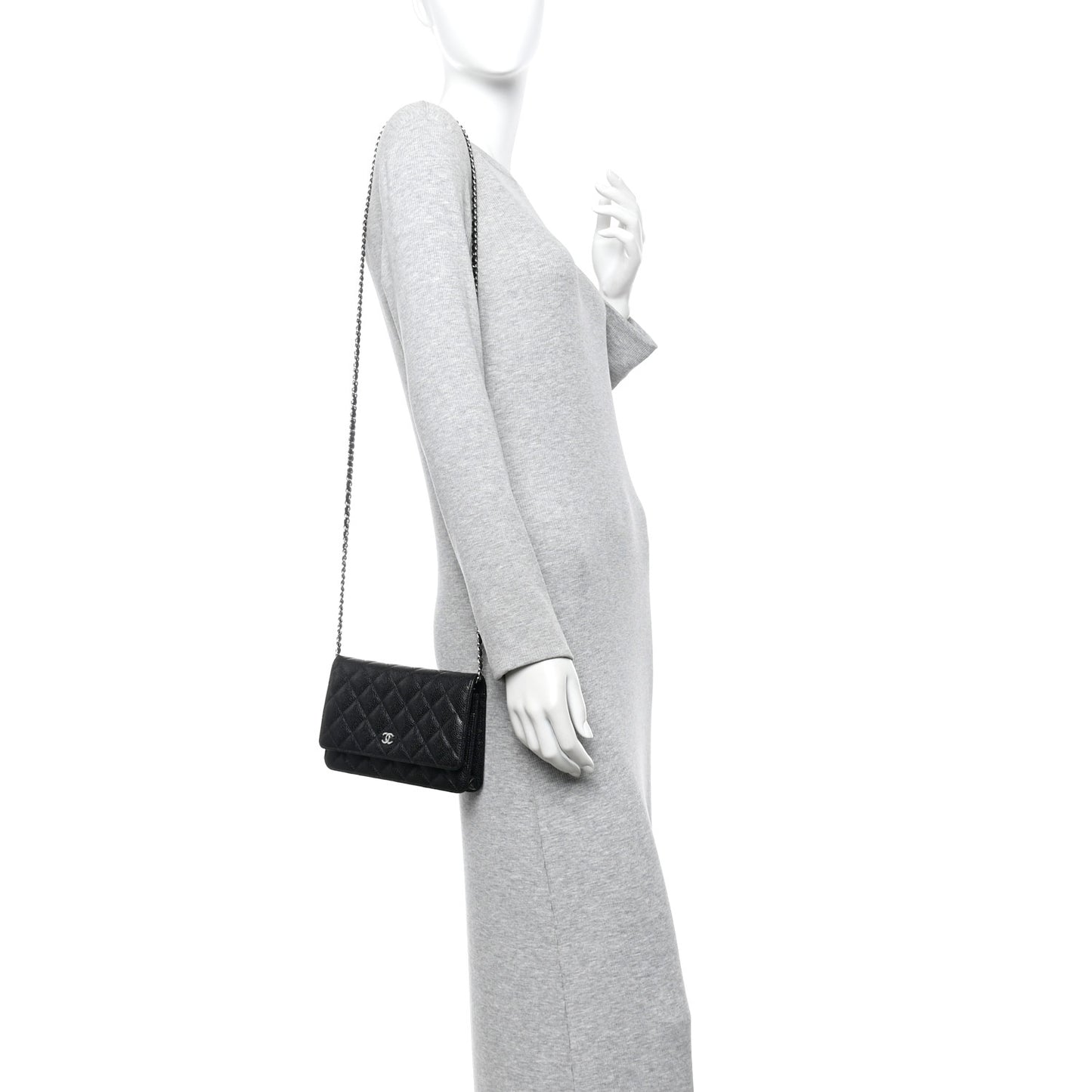 Caviar Quilted Wallet On Chain WOC Black