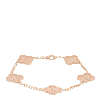 Van Cleef & Arpels 18K Rose Gold 5 Motifs Vintage Alhambra Bracelet 1 of 4