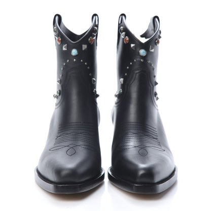 Valentino Garavani Calfskin Rockstud Rolling Cowboy Ankle Boots 40 Black 2 of 7