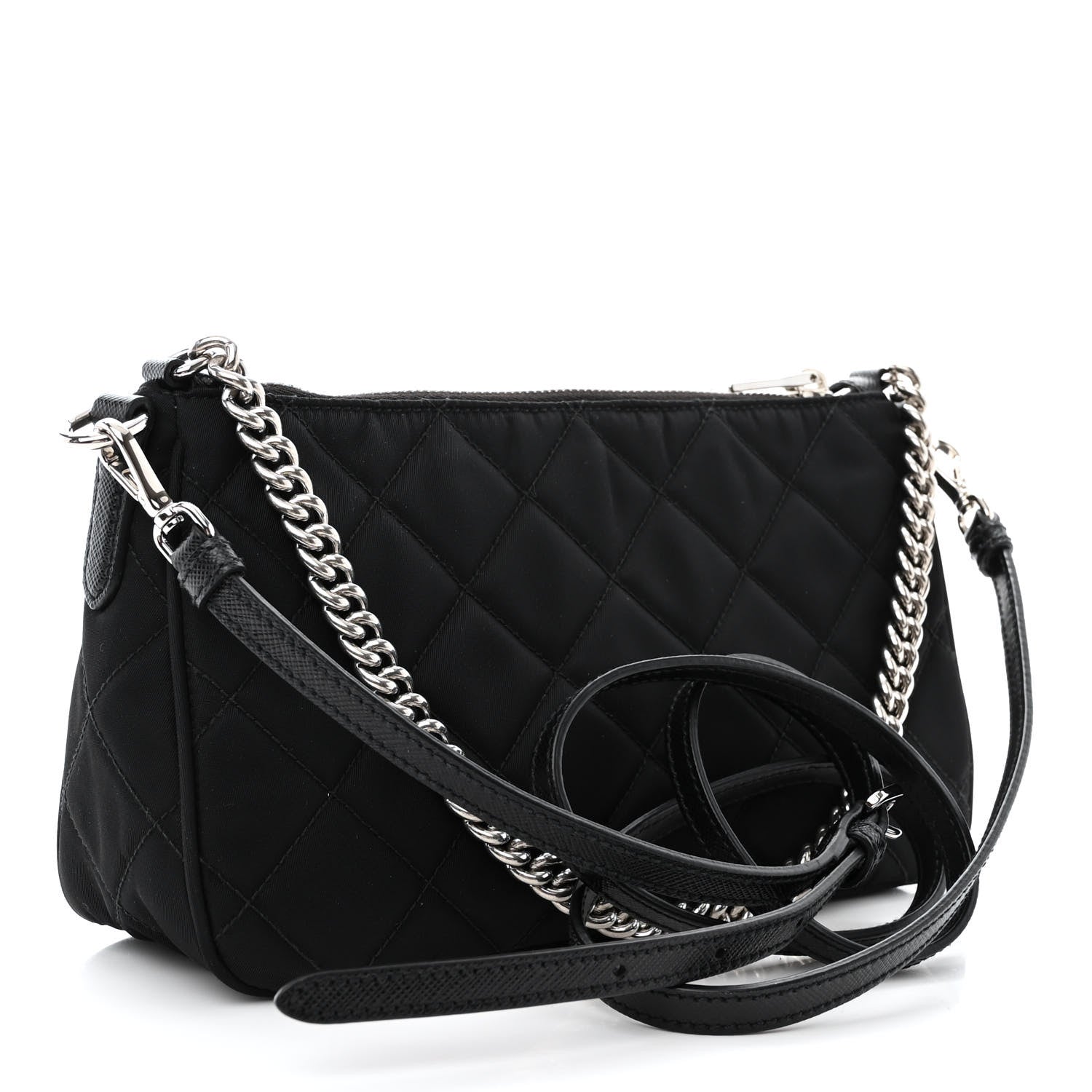 Prada Nylon Tessuto Impuntu Quilted Crossbody Bag Black 3 of 10