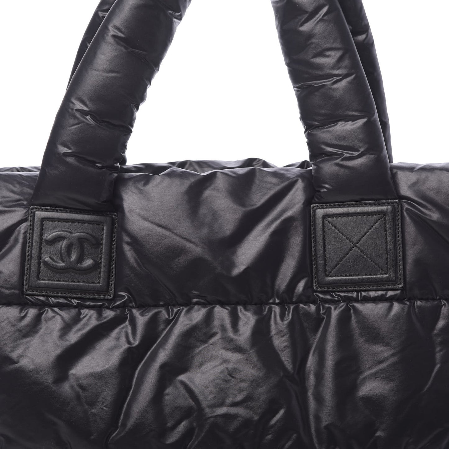 Nylon Quilted Medium Coco Cocoon Reversible Tote Black