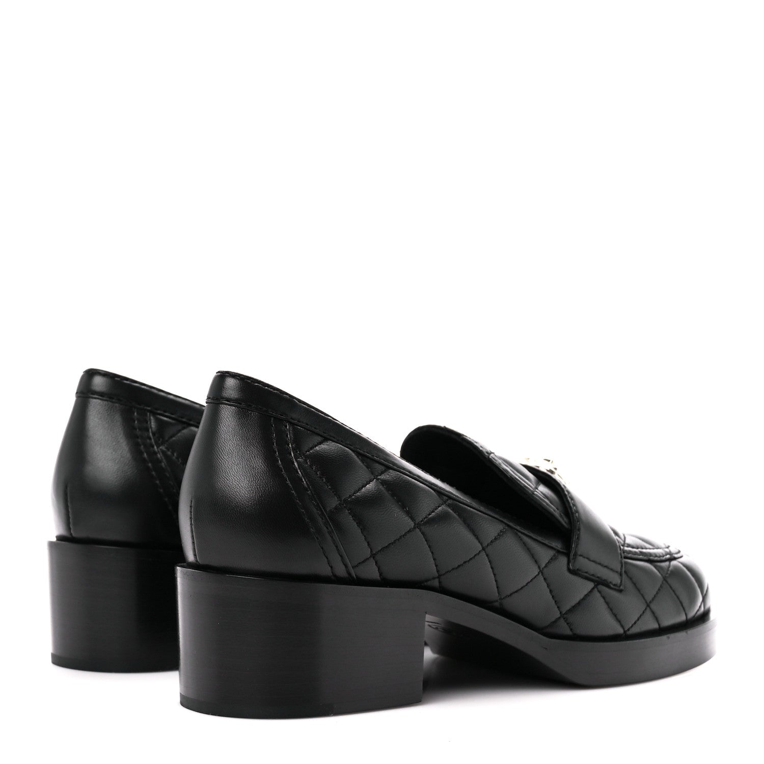 Chanel Lambskin Quilted CC Heart Loafers 37.5 Black 4 of 9