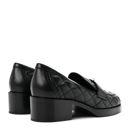Chanel Lambskin Quilted CC Heart Loafers 37.5 Black 4 of 9