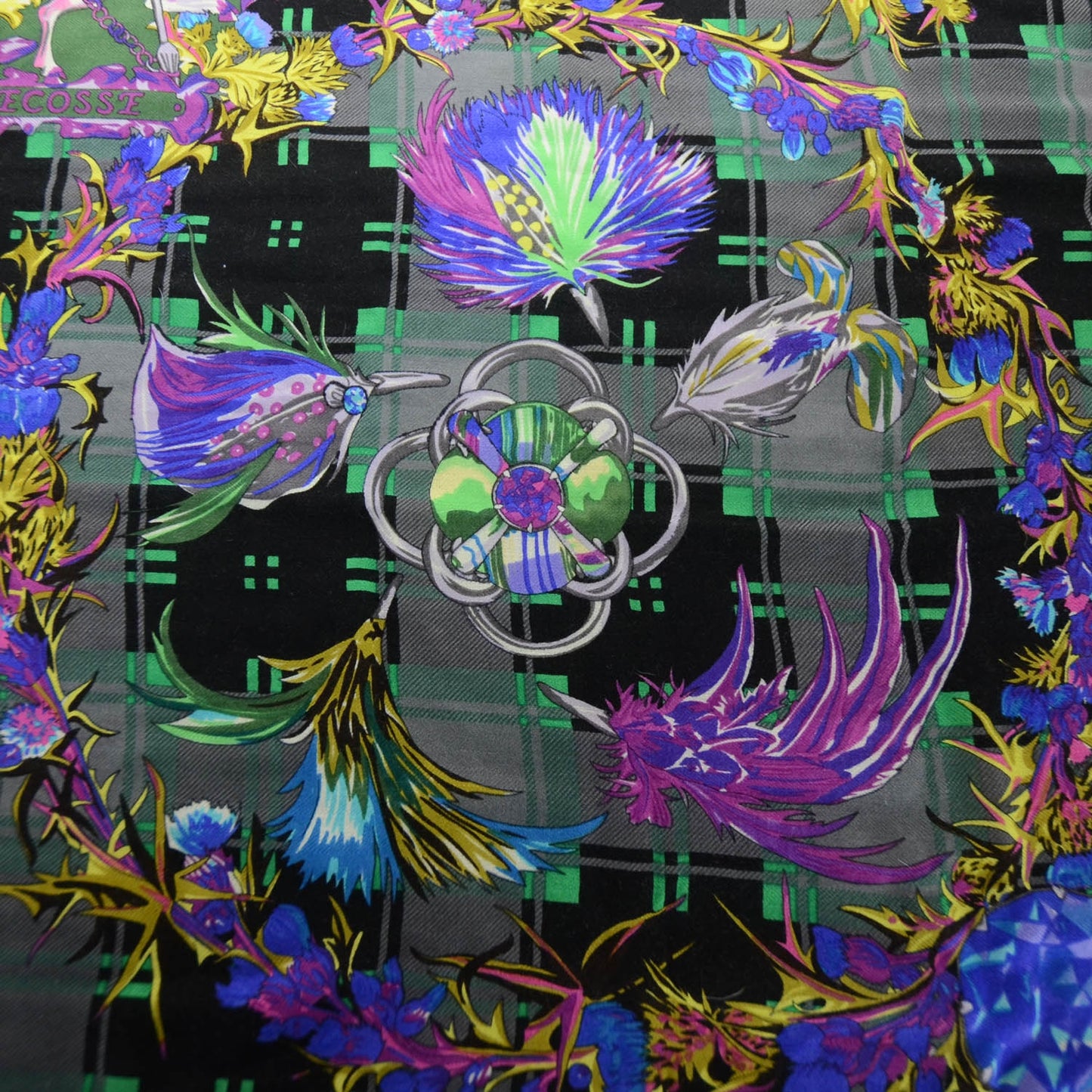 Cashmere Silk Fleurs d Ecosse Shawl Scarf 140